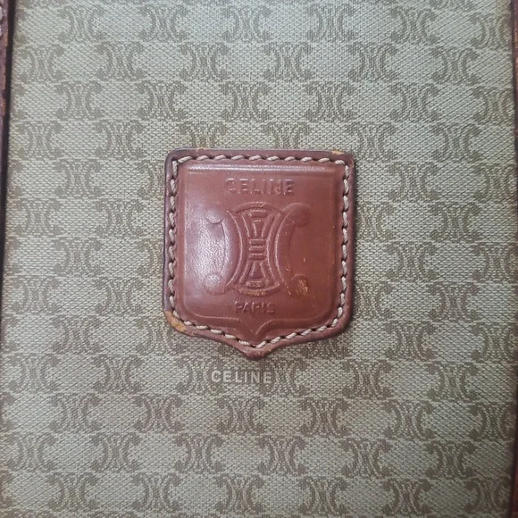 Celine Tan/Brown Leather/Coated Canvas Briefcase Document case Authentic Vintage - Picture 3 of 17